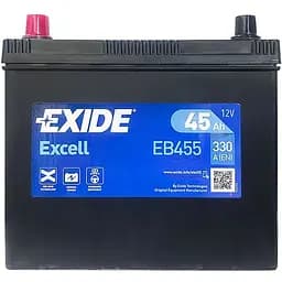 Акумулятор Exide Excell 45Ah ASIA (+/-) (330EN) (237х127х227) EB455 без нижн. бурт