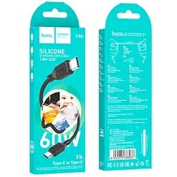 Дата кабель Hoco X90 Cool silicone Type-C to Type-C 60W (1m) Black - мініатюра 6