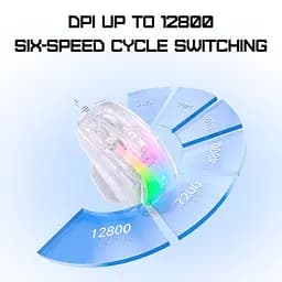 Комп'ютерна мишка Onikuma ігрова дротова для ПК C93 RGB підсвітка 12800 DPI для ноутбука прозорий корпус - мініатюра 7