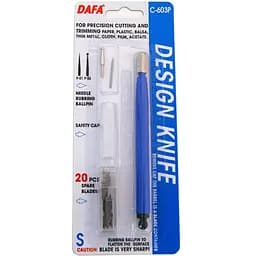 Ніж макетний Dafa С-603Р пластикова ручка 20 змінних лез + 2 насадки
