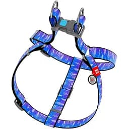 Шлея для собак Waudog Nylon Ловець снів, анатомічна, з QR паспортом, 40-55х1,5 см, синя (4953) - мініатюра 2