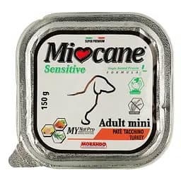 Беззерновые монопротеиновые консервы для собак мелких пород Morando MioСane Sensitive Monoprotein Adult Mini, индейка, 150 г
