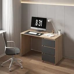 Комп'ютерний стіл Vays, письмовий, сучасний, з тумбою справа, 3 шухляды з фасадами без ручок R-1 Дуб сонома-Антрацит фасаду