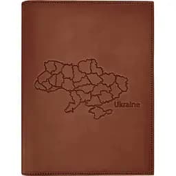 Кожаная обложка BlankNote Standart Crazy Horse с картой Украины для нотариального реестра светло-коричневый