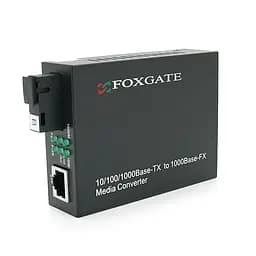 Медіаконвертер FOXGATE EC-Q-1G-1SM-1550nm, 1550 WDM, 1x10/100/1000 Base-Tx, одноволоконний Full/Half duplex, SC 20km (0+70°C), + блок живлення 5V 1A - мініатюра 2