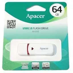 Флеш накопитель USB 64Gb Apacer AH333 белый USB 2.0 (AP64GAH333W-1)