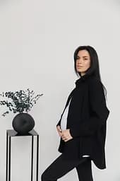 Сорочка вельветова для вагітних і годуючих мам Varna L-XL Lullababe розмір Чорний - мініатюра 9