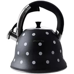 Чайник Kamille з нержавіючої сталі зі свистком 2.5 л чорний (KM-1099-BK)