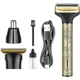 Чоловічий тример 3 в 1 Geemy GM-8045 для бороди вусів носа та тіла