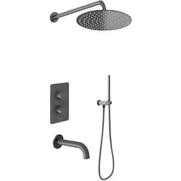 Душева система Kohlman Axel 30 graphite з термостатом + BOX прихованого монтажу KPL-QW433AG30, Графіт