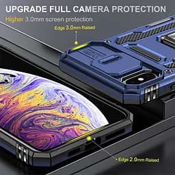 Ударостійкий чохол Camshield Army Ring для Apple iPhone X / XS (5.8) Синій / Navy - мініатюра 4