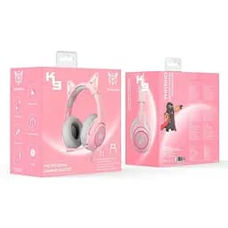 Накладні навушники Onikuma Gaming CAT with LED K9 7.1, USB, 2x3.5mm, 2.2m, pink - мініатюра 11