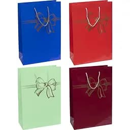 Пакет подарочный "Бант" 5023 картон цветной, большой вертикальный 24 х 35 х 10см Бордовый