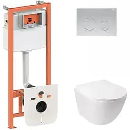 Набір Q-tap інсталяція 3 в 1 Nest QT0133M425 з панеллю змиву круглою QT0111M11111SAT + унітаз з сидінням Jay QT07335176W