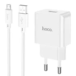 Адаптер сетевой HOCO Leisure Micro USB Cable single port charger C106A комплект зарядный белый