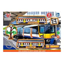 Железная дорога, 318 см, локомотив, 1 вагон, звук, свет, дерево, 15 деталей, на батарейках, 36x25x6.5 см