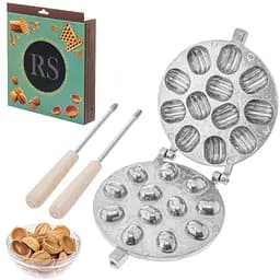 Орешница форма для выпечки орешков на 12 половинок орехов со съемными ручками RS в подарочной коробке Серый 88096