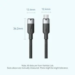 Кабель Vention USB Type-C - USB Type-C (M/F), 100W, 5A, 0.5 м, Black (TRFBD) - мініатюра 6