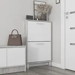 Полиця для взуття Flamecame підлогова на 2 шухляди з ДСП F-158 Бетон Білий