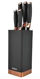 Универсальный набор кухонных ножей с подставкой Magio MG-1092 5 ножей для кухни Черные