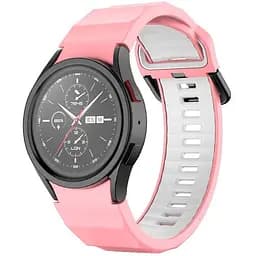 Браслет Ribbed для Samsung Galaxy Watch 5 - розово-белый ширина крепления 20мм силикон Watchbands (W11-2WB99249934)