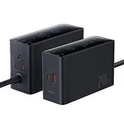 Зарядний пристрій Baseus Digital GaN Intelligent Desktop Fast Charger 240W (3xType+C+USB+DC) (With Cable DC to DC black (P10163901113-00) - мініатюра 5