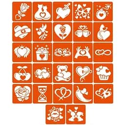 Набір трафаретів для біо-тату Fresh Tattoo Love Story love-story_5x5_27_1, 27 трафаретів
