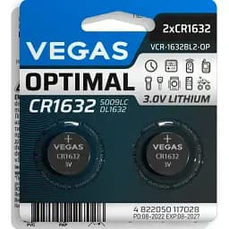 Первинний елемент живлення Vegas Optimal CR1632 lithium 2 шт. (VСR-1632BL2-OP)