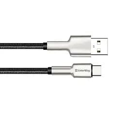 Кабель ColorWay USB - USB Type-C (M/M), nylon, 2.4 А, 1 м, Black (CW-CBUC045-BK)
