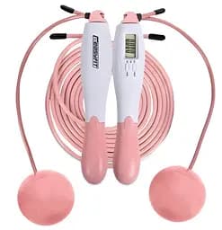 Скакалка без шнура EasyFit TwinRope со счетчиком 2,8 м белый-розовый (EF-1909-WP)