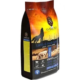 Сухий корм Ambrosia Grain Free для дорослих собак усіх порід з ягням та свіжим лососем 2 кг