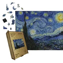 Дерев'яний фігурний пазл Зоряна Ніч, А1, Картонна коробка 500+ елементів