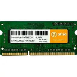 Модуль пам'яті ATRIA DDR3 4GB 1600MHz sodimm 1.35V UAT31600CL11SLK1/4 (UAT31600CL11SLK1/4)