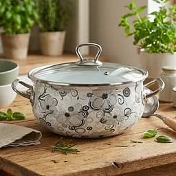 Каструля глибока емальована зі скляною кришкою Zauberg Мереживо 1,5 л d.16 см (1279) - мініатюра 3