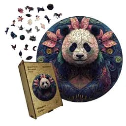 Деревянный пазл Мандала Панды, А5, Деревянная коробка 35 элементов