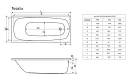 Ванна акрилова Radaway Tesalia 180x80 + ніжки (WA1-06-180x080U) - мініатюра 3