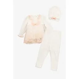 Праздничный комплект для девочки 41132 74 см Молочно-персиковый