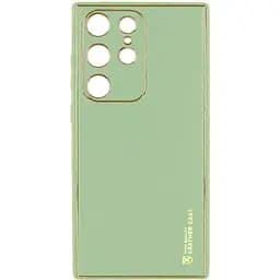 Кожаный чехол Epik Xshield для Samsung Galaxy S24 Ultra Зеленый / Pistachio