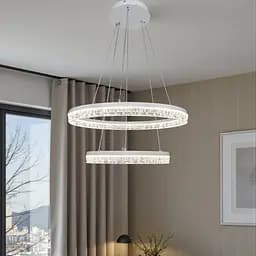 Підвісна LED-люстра Diasha MD78200/600+400WH, біла, 2 світлових кільця, Ø60 см, 85 W - мініатюра 4