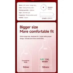 Презервативи класичні великі гладкі GJG XXL Extra Large латекс 3 шт - мініатюра 7