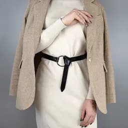 Ремень женский с кольцом под платье или пиджак HC-2588 (130 см) кожаный черный