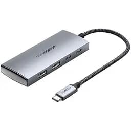Хаб Usb Ugreen CM480, Grey, Type-C 3.2 - 2xType-C 3.2 / 2xUsb 3.2, кабель 15 см, алюминиевый корпус (30758)