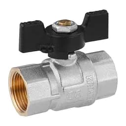 Кран кульовий Kroner 3/4" ВВ PN40 метелик, нікельований (CV033209) - мініатюра 2