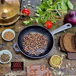 Сковорода чугунная с литыми ручками Maysternya Ø16 см подходит для индукционных плит Черный 88250