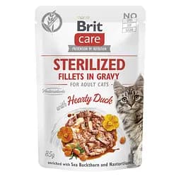 Корм вологий для стерилізованих кішок Brit Care Cat Sterilized філе в соусі з качкою, 85 г - мініатюра 3