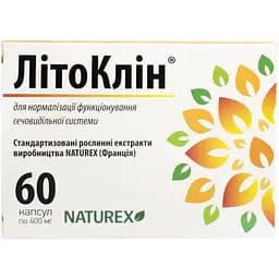 Дієтична добавка Літоклін для поліпшення роботи сечовивідної системи 400 мг 60 капсул