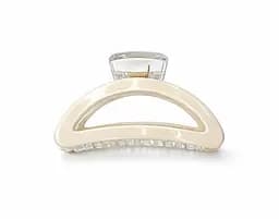 Зажим полукруглый глянцевый для волос 9 см пластик с металлическим механизмом Бежевый