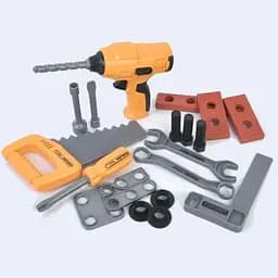 Набір інструментів шуруповерт механічний на батарейках обертається свердло насадки гайковий ключ  Жовтий