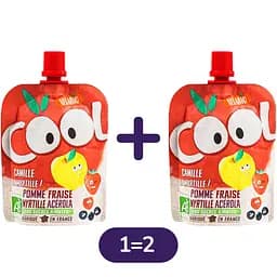 Набір: Органічне пюре Vitabio Cool Fruits з яблуком, полуницею та чорницею 180 г (90 г x 2 шт.)
