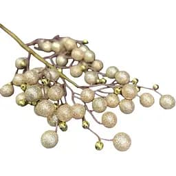 Декоративная ветка с бусинками для праздничных композиций Шампань 63 см